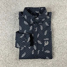 Drake's London Men's Cotton Long Sleeve Button Up Shirt Blue Bandana Print Sz 38