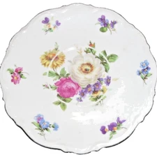 Vtg Mitterteich Bavaria  Germany Meissen Floral Saucer Fired Gold Trim (10)