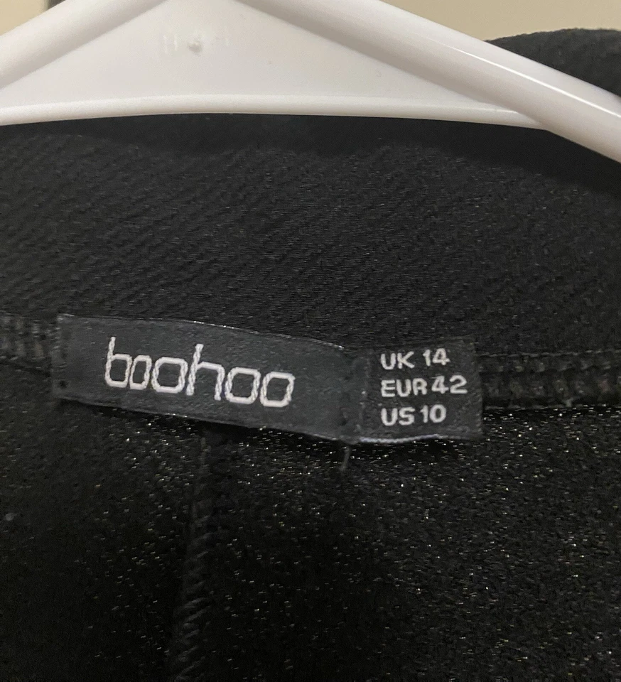Blazer abierto negro ligero Boohoo para mujer UK 14/US 10, manga 3/4 Foto 2 de 3