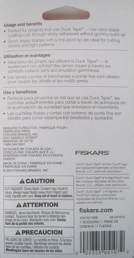 Fiskars 154110-1006 5" Duck Edition Detail Pattern Scissors Non Stick Blade 3pcs - Image 4 of 4