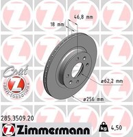 2X Zimmermann 285.3509.20 Bremsscheibe FüR Hyundai