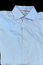 Eton Of Sweden Men's Light Blue Pinstripe Dress Shirt Slim Fit 41 16