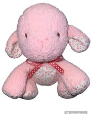 Rare Carters Lamb Baby Plush Rattle Soft Toy Pink Belly Floral Feet Lovey 5.5"