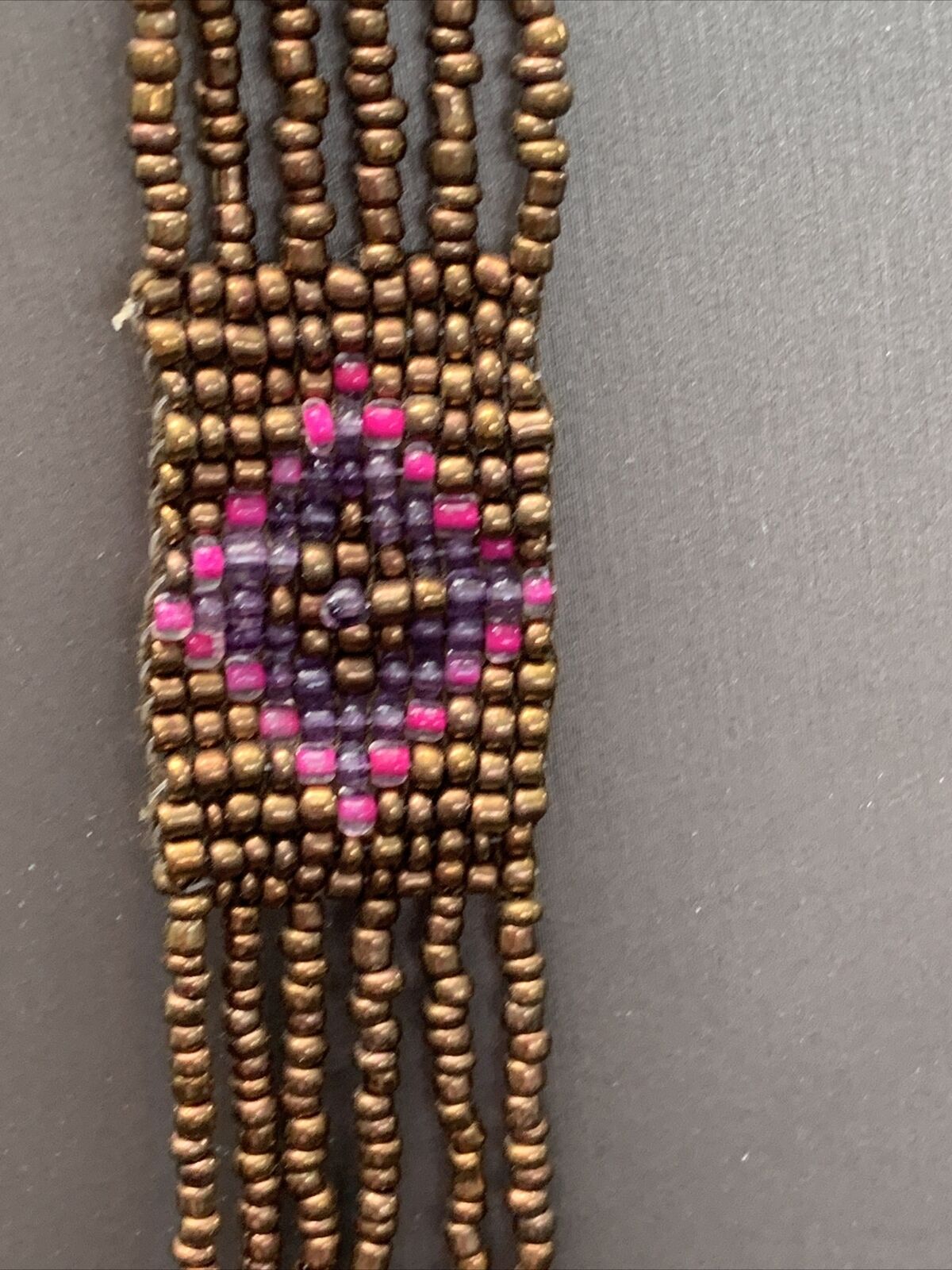 Vintage Boho Hand Woven Seed Bead Necklace Tassel… - image 5
