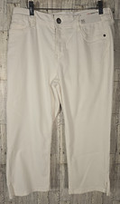 Liz Claiborne Sara Crop Capri Pants 16 18 White Denim Mid Rise Slimming NEW