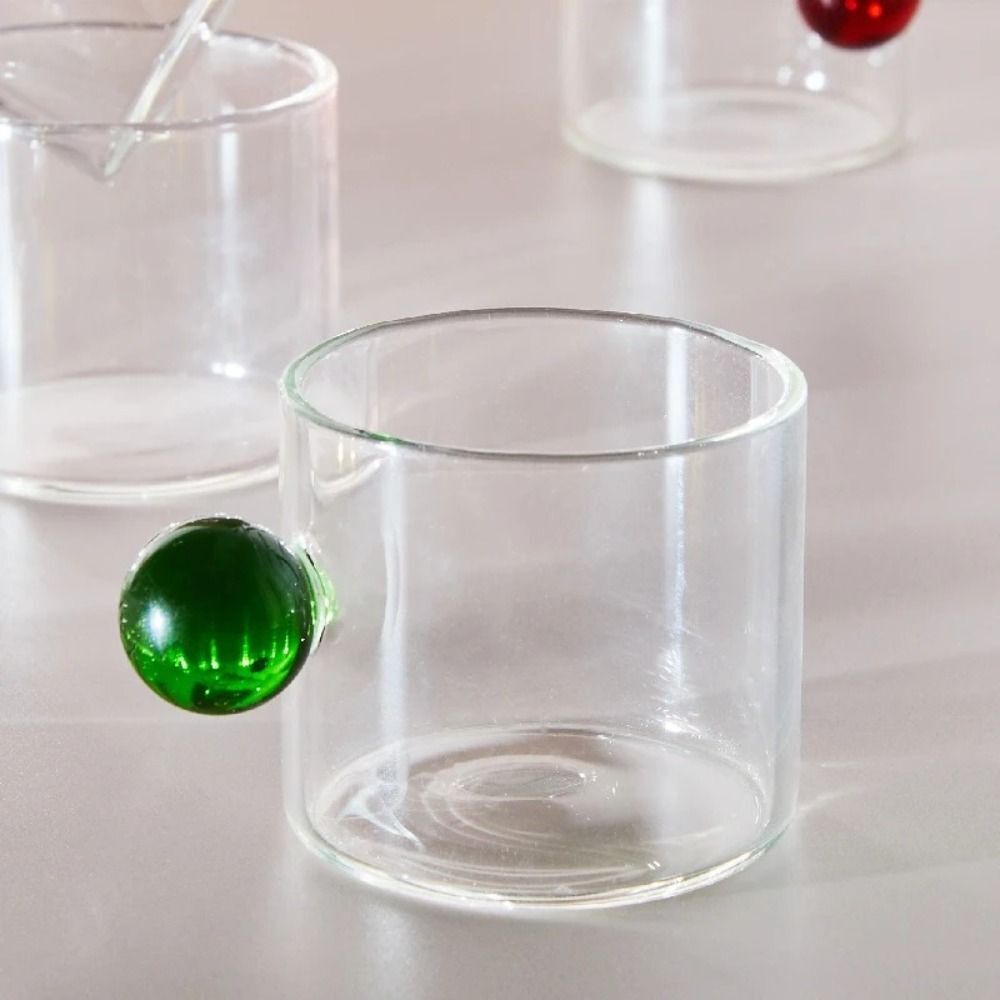 Transparent Small Glass Mug Ball Handle Mini Coffee Cups Espresso Cups