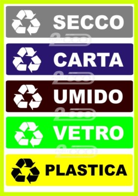 Set 3 Targhette Adesive Per Raccolta Differenziata | Adesivi Per Pattumiera E Contenitori Rifiuti | GERMAN TAPE - Foto 4