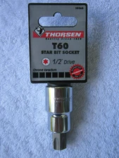 Thorsen - T60 (1/2" Drive) Torx Star Bit Socket (Part # 58360) **NEW** (T-60)