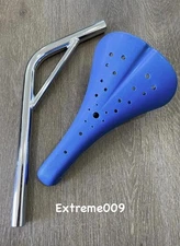 Viscount Dominator Seat Bmx Hard Shell BLUE with Laid Back Seat Post 25.4mm 7/8