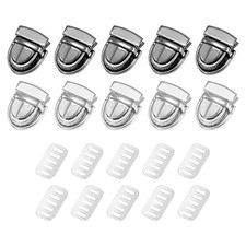 10Pcs Tuck Lock Clasp Catch 20x27mm, Black Silver - Purse Thumb Lock Clasp