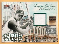2001 FLEER DECADE OF EXCELLENCE REGGIE JACKSON HOF A'S GAME-USED JERSEY PIECE