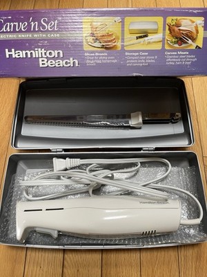 HAMILTON BEACH ELECTRIC MEAT CARVING KNIFE W CASE AND REMOVABLE BLADE EXCELLENT 