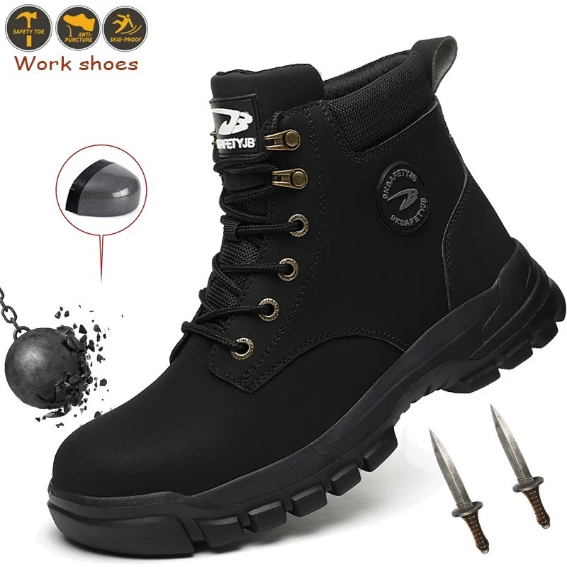 Men Work Shoes Waterproof boots Safety Shoes Anti-Puncture new steel toe shoes