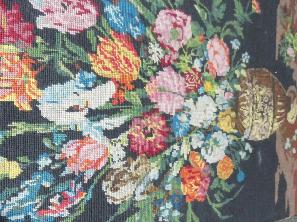 Tapisserie ancienne Canevas Médicis fleuri 55cm de large X 69cm de haut 1960 - Photo 4/4