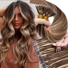 CLEARANCE Nano Ring Human Hair Extensions Loop Micro Beads Link 150G Thick Ombre