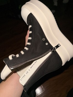 Rick Owens DRKSHDW Ramones High Top Sneaker Size 8 EU 40 Milk White