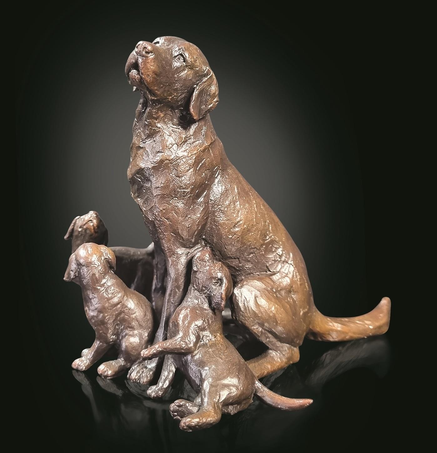 Labrador with Puppies Family Bronze Figurine Limited Edition - Michael Simpson