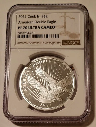 Cook Islands 2021 1/2 oz Silver $2 American Double Eagle Proof PF70 UC NGC