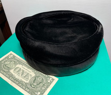 Vintage Black Velvet Pillbox Hat 1950s 60s Cocktail Formal