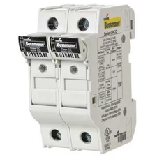 Finger Safe Fuse Block, CC UL Class, 600V AC/DC Volt Rating, 2 Poles, Box Lug;