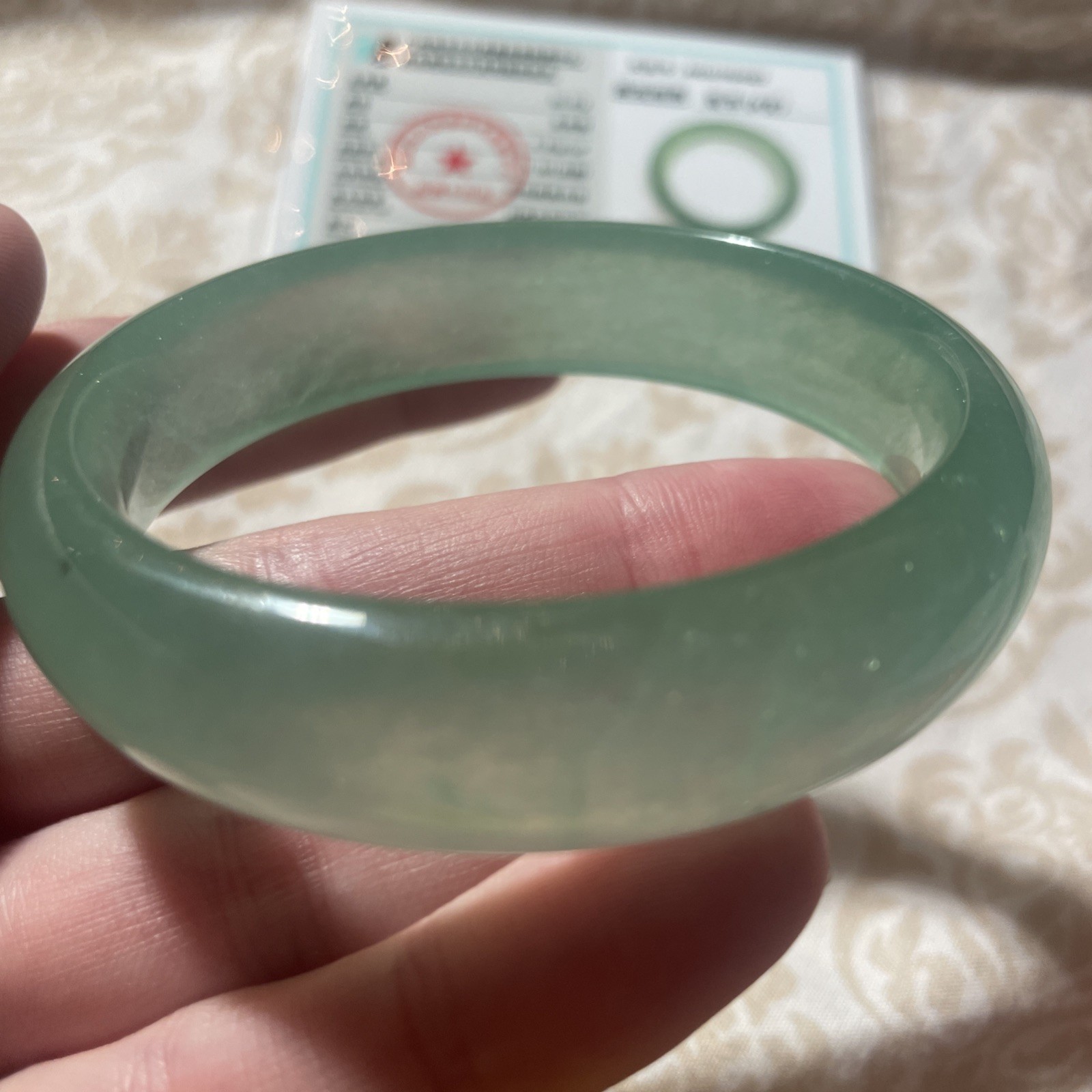 Natural Oil Green Jade Bangle 54mm In Diameter AAAA feng shui Certified