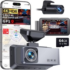 Car Dash Cam Front Rear Dual WiFi GPS 4K IPS Screen UHD Parking Monitor NightVis