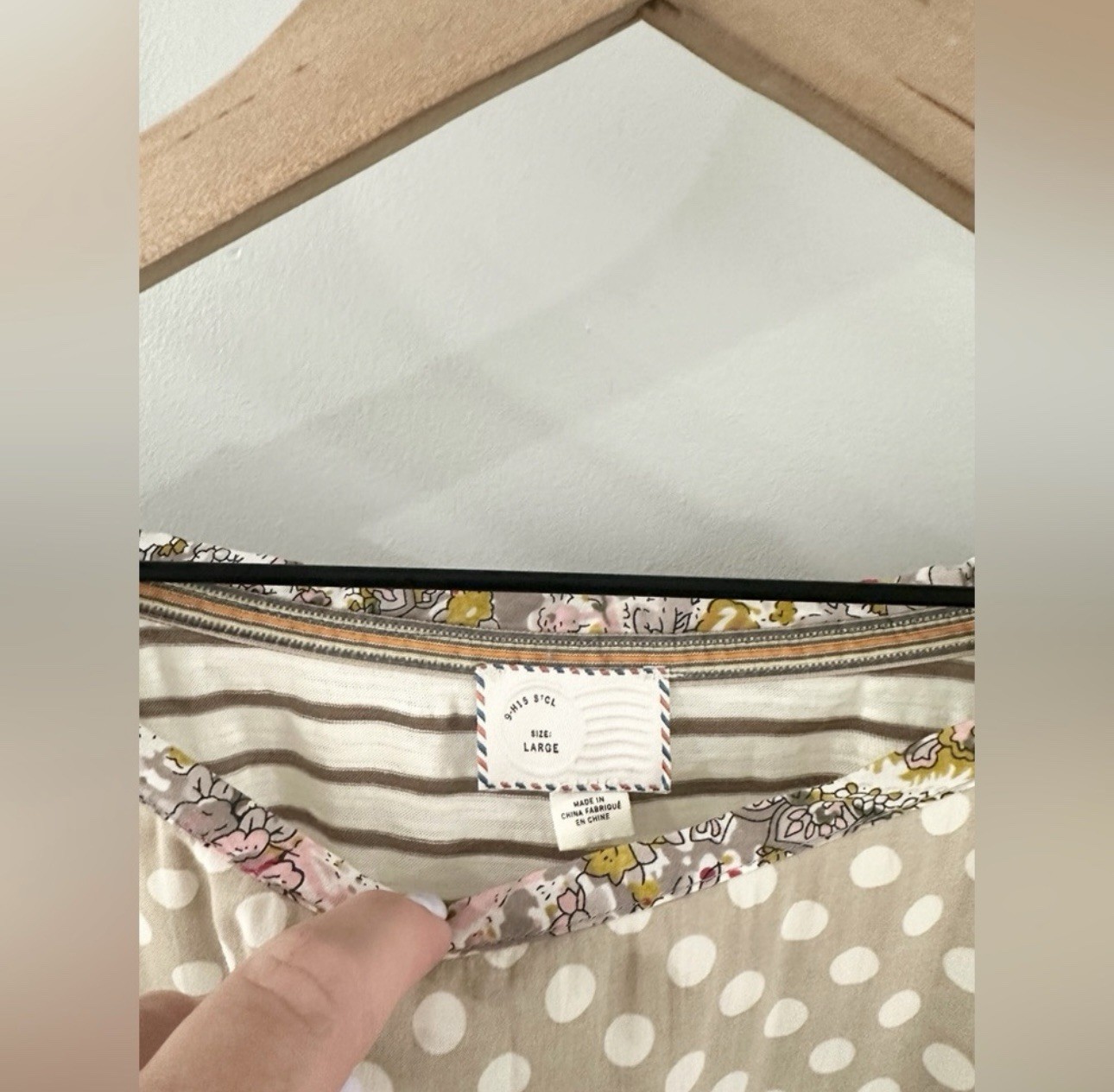 Anthropologie Postmark Multi Pattern Blouse Beige… - image 5