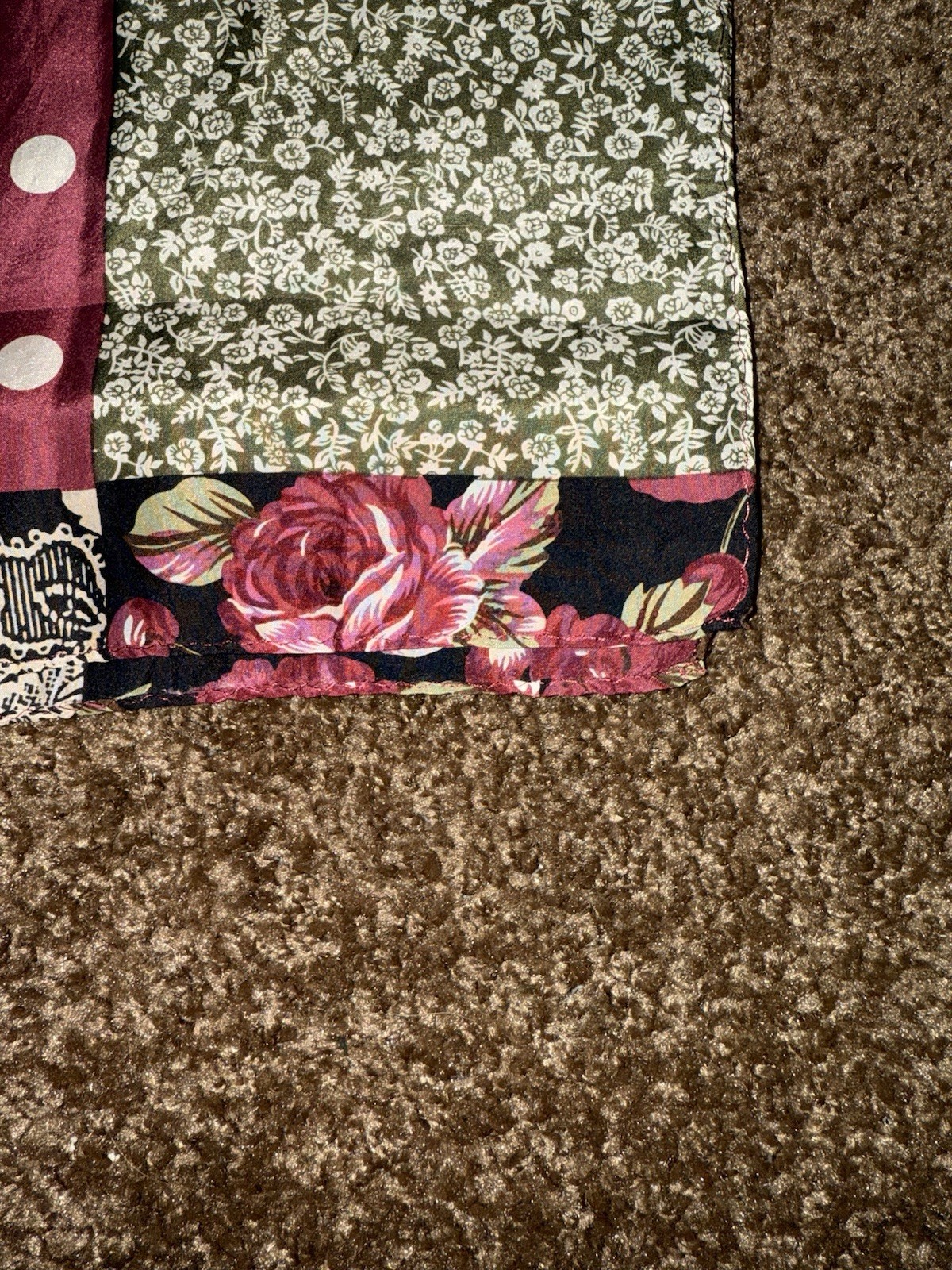 Patchwork Floral Scarf 100% Silk Rectangle - image 6