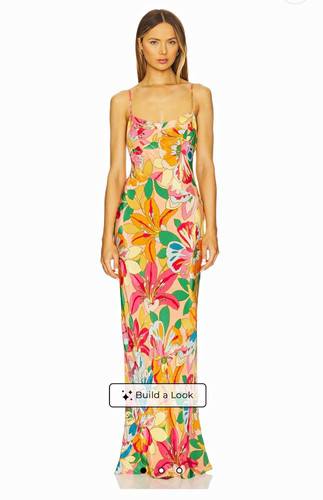 NWT Amanda Uprichard Janeiro Maxi Dress Floral Multicolor Silk Cutout - size L