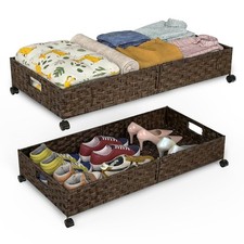 Under Bed Storage with Wheels, 40L Large Rolling Underbed Shoes Storage Boxs,...