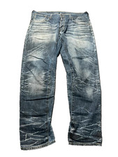 Jeans G-Star Raw Y2K W30 L34 all'uncinetto conici lavaggio baffo pesante punto oro anni 00