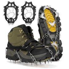 Tomaje 24 Spikes Crampons for Shoes & Boots, Anti-Slip Ice Cleats Traction