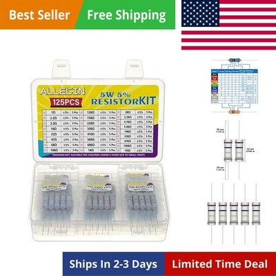 Kit from 1 Ohm to 1M Ohm 25 Values 5 Watt 5% Resistors Assortment