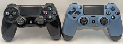 2 Sony PlayStation 4 PS4 DualShock Black & Light Blue Controllers OEM
