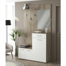 Mobile Ingresso Appendiabiti Moderno Scarpiera cm 115x35x197 h Bianco DecHome