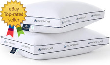 Goose Feather and down Firm Bed Pillows Standard Size Set of 2 with Gusset