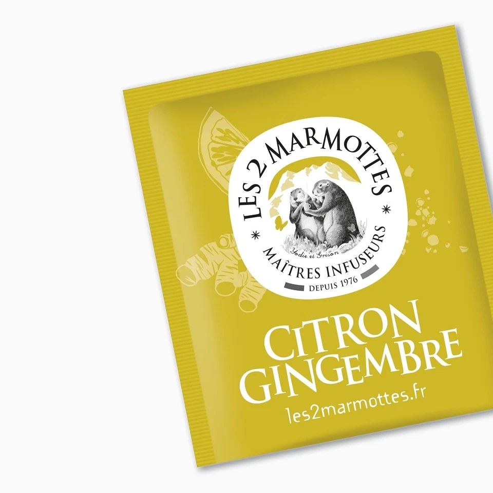 Infusion citron gingembre Les 2 Marmottes 30 sachets France - Photo 2/4