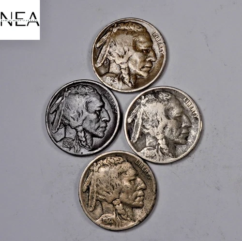 1918+1920+1921+1929-S Buffalo Nickel Set/Lot ~ Fine/VF ~ 4 Coins ~ ZBL57