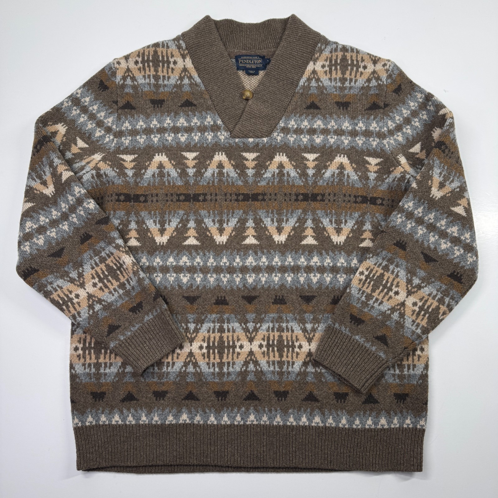 Pendleton Men's Summit Peak Lambswool Sweater Azt… - image 1