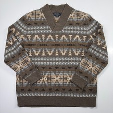Pendleton Men's Summit Peak Lambswool Sweater Aztec Heritage Western Large