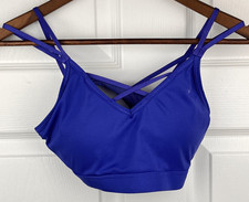Nike Sports Bra Womens Small Blue Dri-FIT Indy Strappy Padded Mesh Crossback