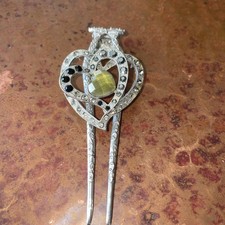 Vintage heart/ butterfly-themed hair clip adorned with rhinestones