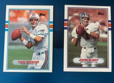 1989 Topps John Elway #241 NM & Dan Marino #293 NMMT