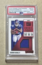 2018 Contenders Football Saquon Barkley Giants Rookie Ticket Relic Card PSA 9