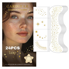 Gold Glitter Freckles Face Tattoos - 24 Waterproof Temporary Makeup Patches