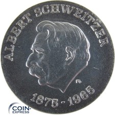 DDR 10 Mark Gedenkmünze 1975 100. Geburtstag von Albert Schweitzer Silber