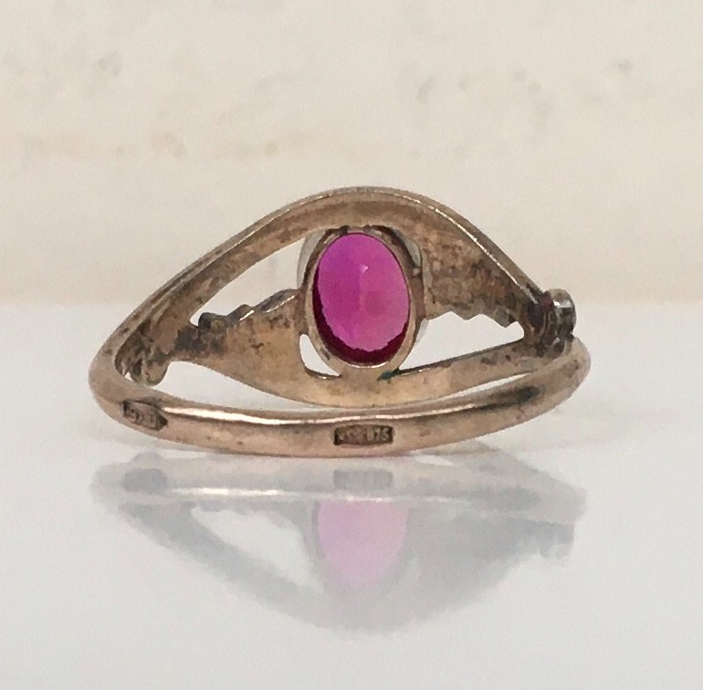 Ring № 77 Vintage Soviet Red Ruby Ring Silver Rin… - image 8