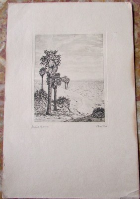 Harold John Brothers 1888-1947 Original Etching Desert Palms Print
