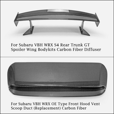 For Subaru VBH WRX OE Front Hood Vent Scoop Duct/GT Spoiler Rear Wing Carbon