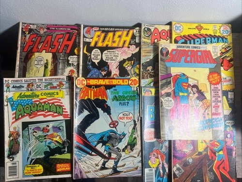 Vintage DC Comic Lot Superman, Supergirl, Batman, Green Arrow, Aquaman Low Grade